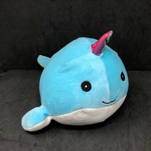 Squishmallows Blue Narwhal Plush Rainbow Horn 12" Soft Stuffed Animal Kellytoy